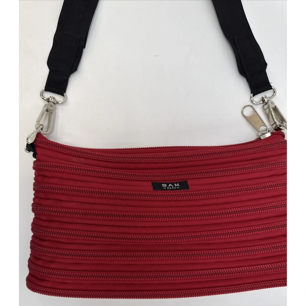 BAM Bag Red Zipper Purse‎ Bam Bags & The Original Zip Purse Black Strap